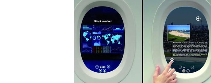 Иллюминаторы в самолетах превратили в сенсорные дисплеи